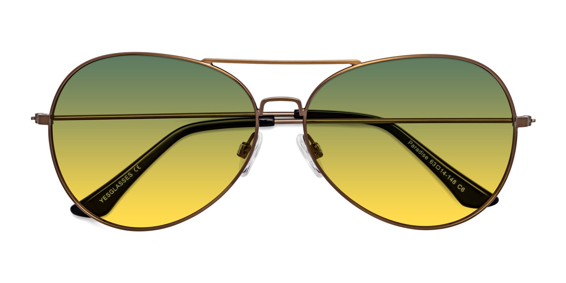 Folded Front of Paradise in Copper with Green / Yellow Gradient Lenses