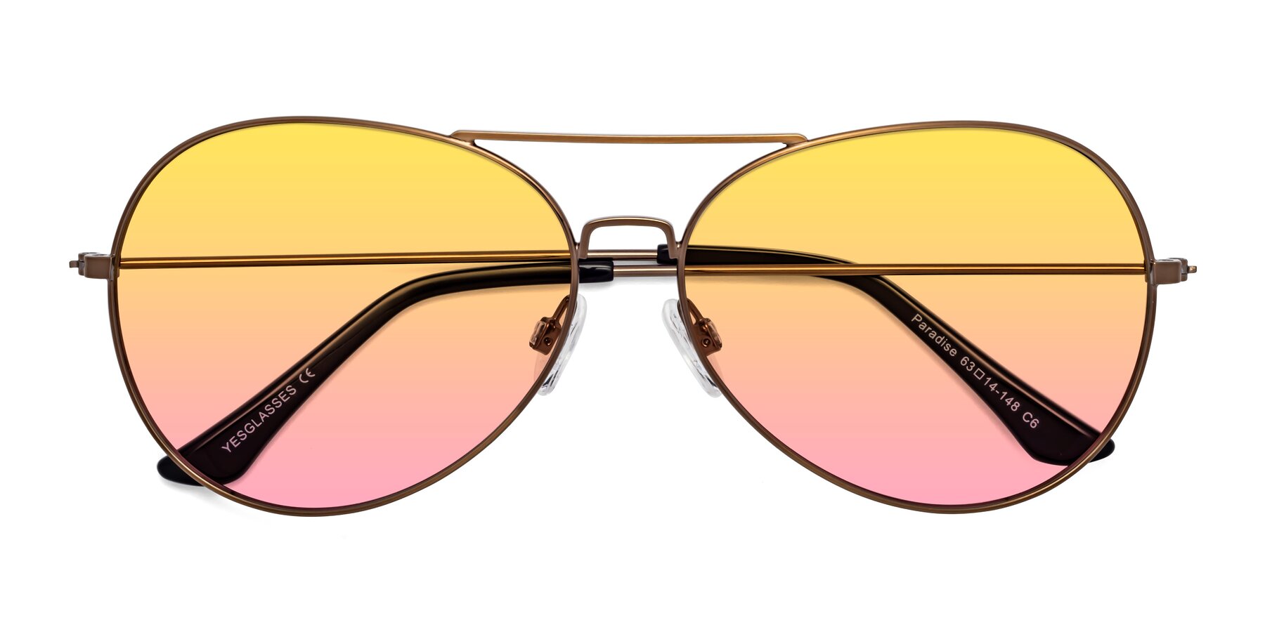Folded Front of Paradise in Copper with Yellow / Pink Gradient Lenses