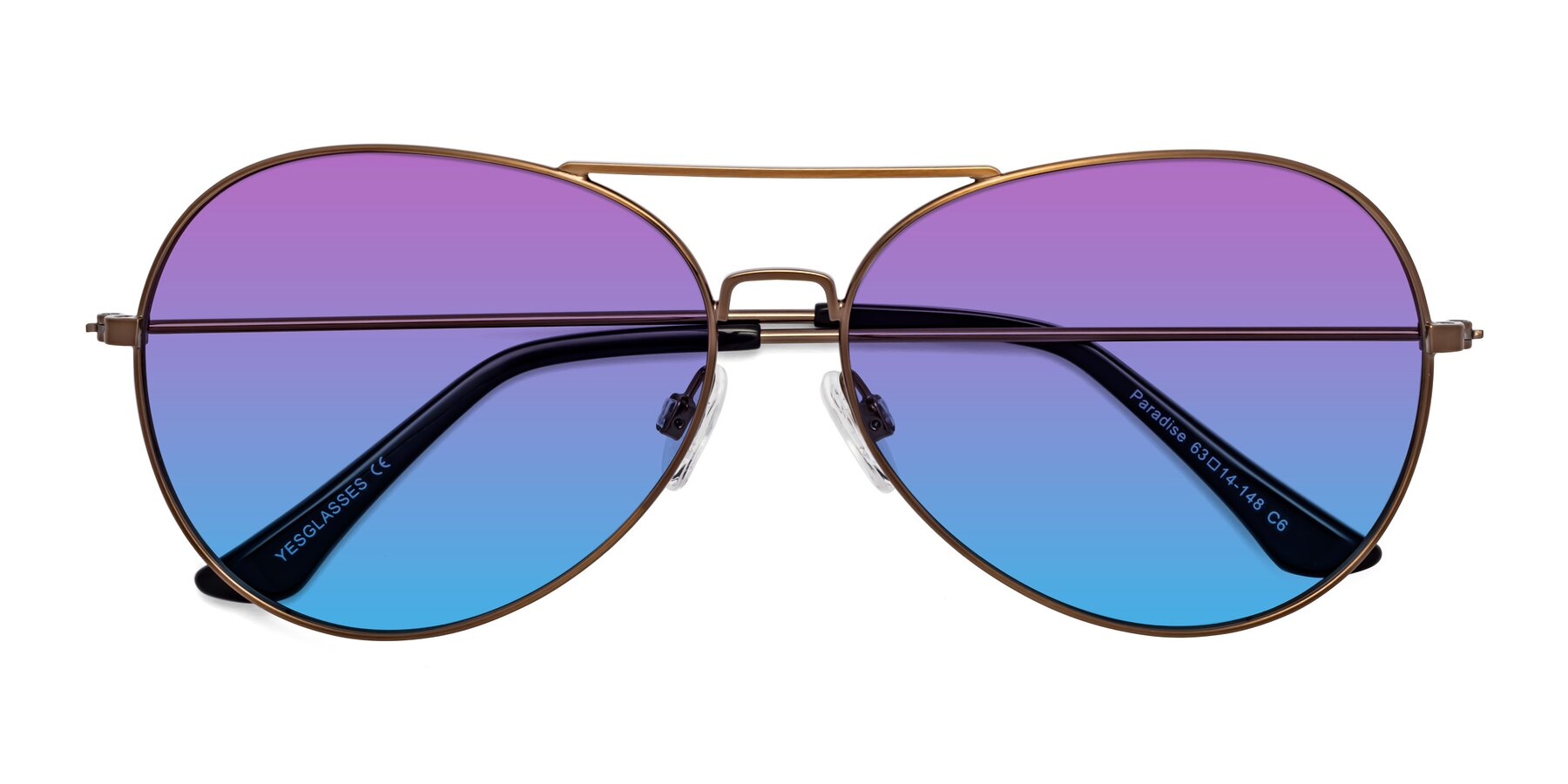 Folded Front of Paradise in Copper with Purple / Blue Gradient Lenses