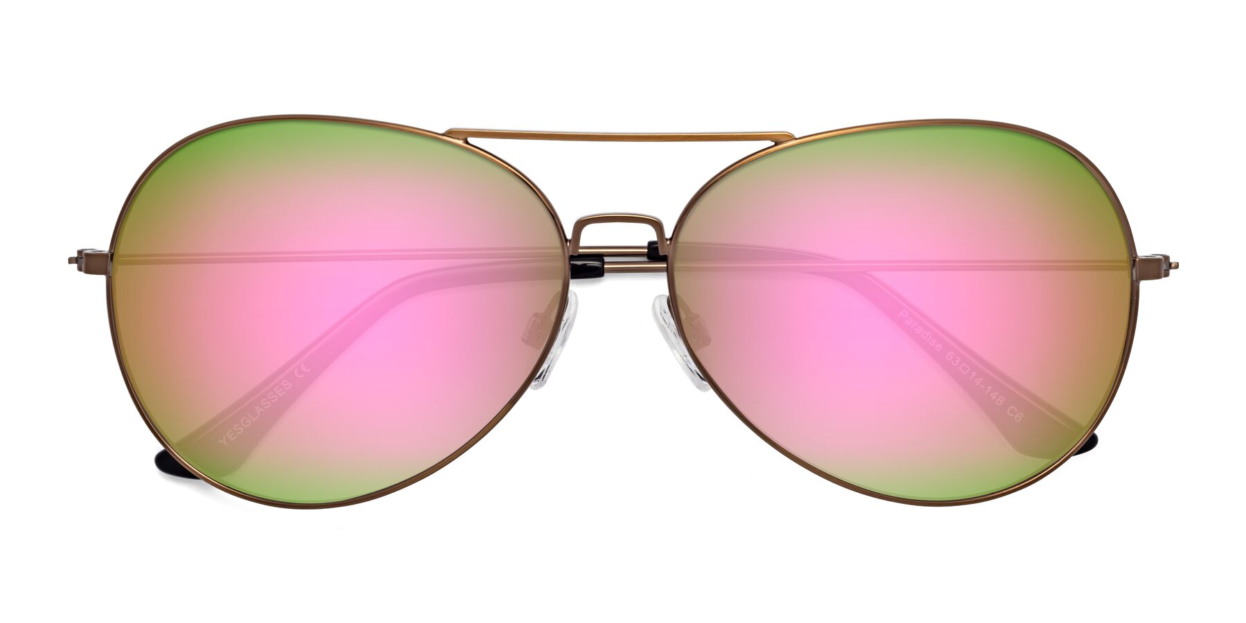 Folded Front of Paradise in Copper with Pink Mirrored Lenses