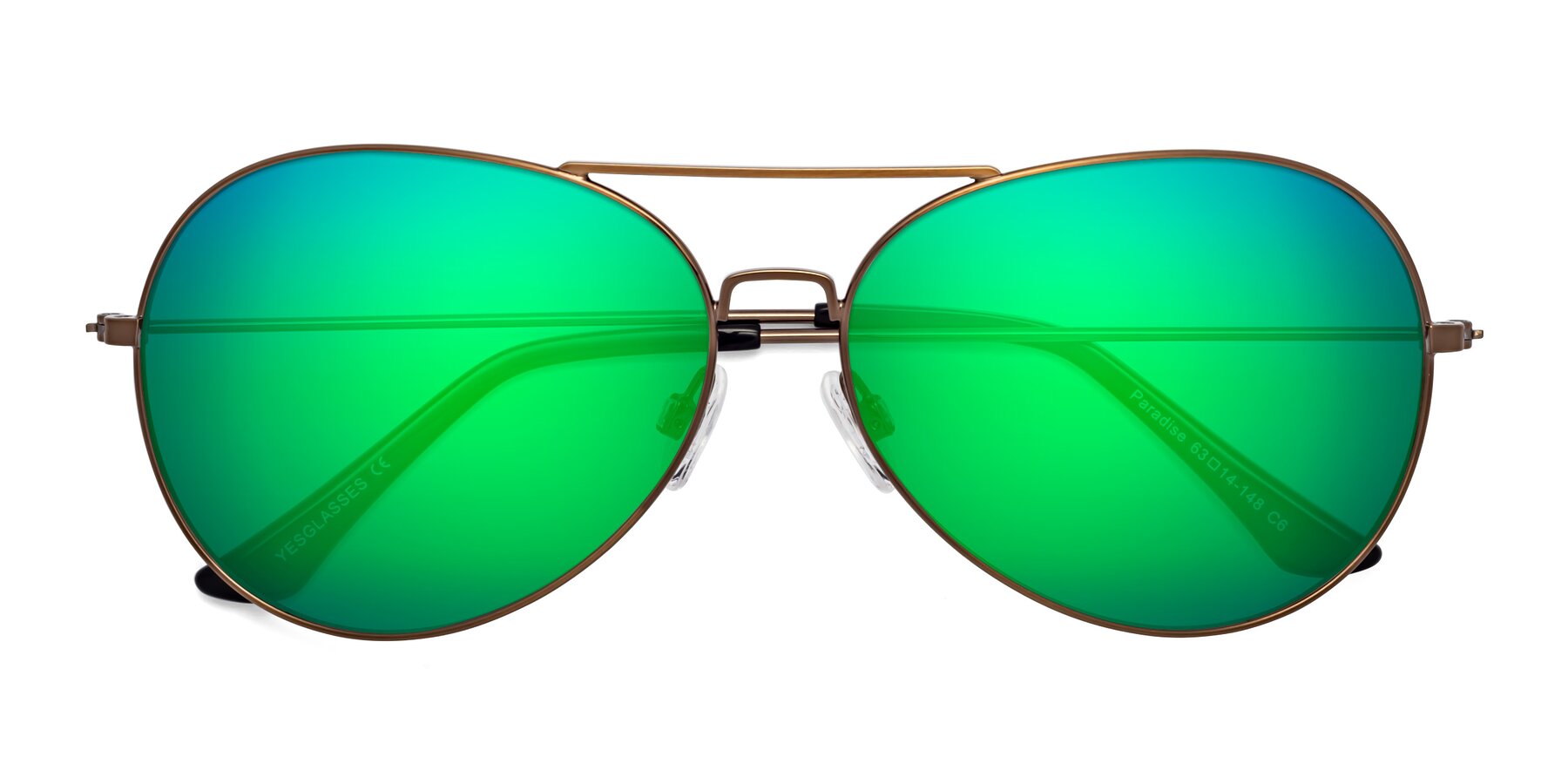 Folded Front of Paradise in Copper with Green Mirrored Lenses