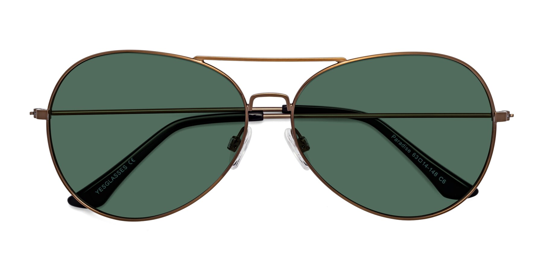 Folded Front of Paradise in Copper with Green Polarized Lenses