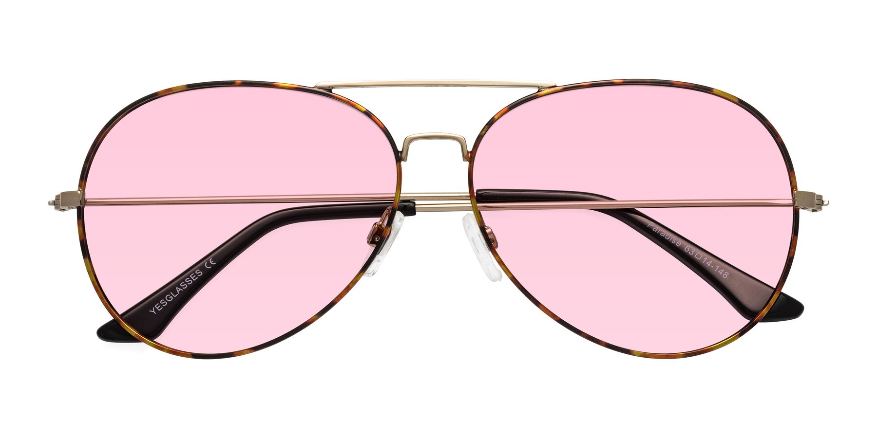 Folded Front of Paradise in Tortoise with Light Pink Tinted Lenses