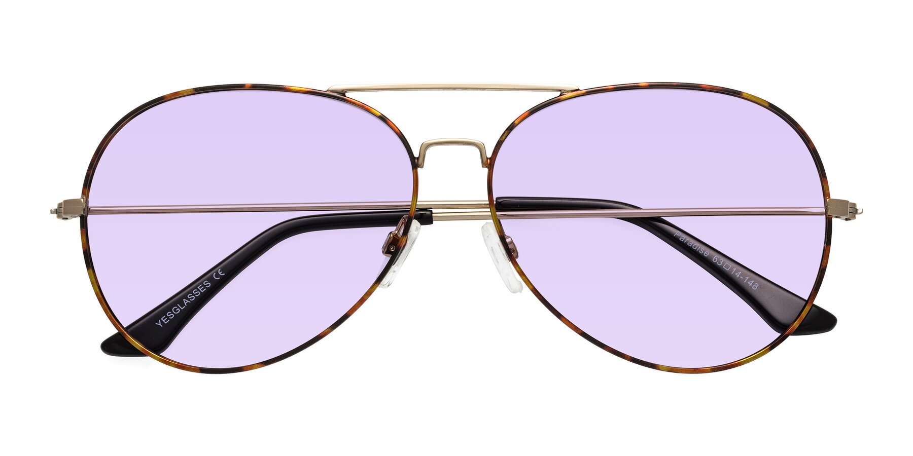 Folded Front of Paradise in Tortoise with Light Purple Tinted Lenses
