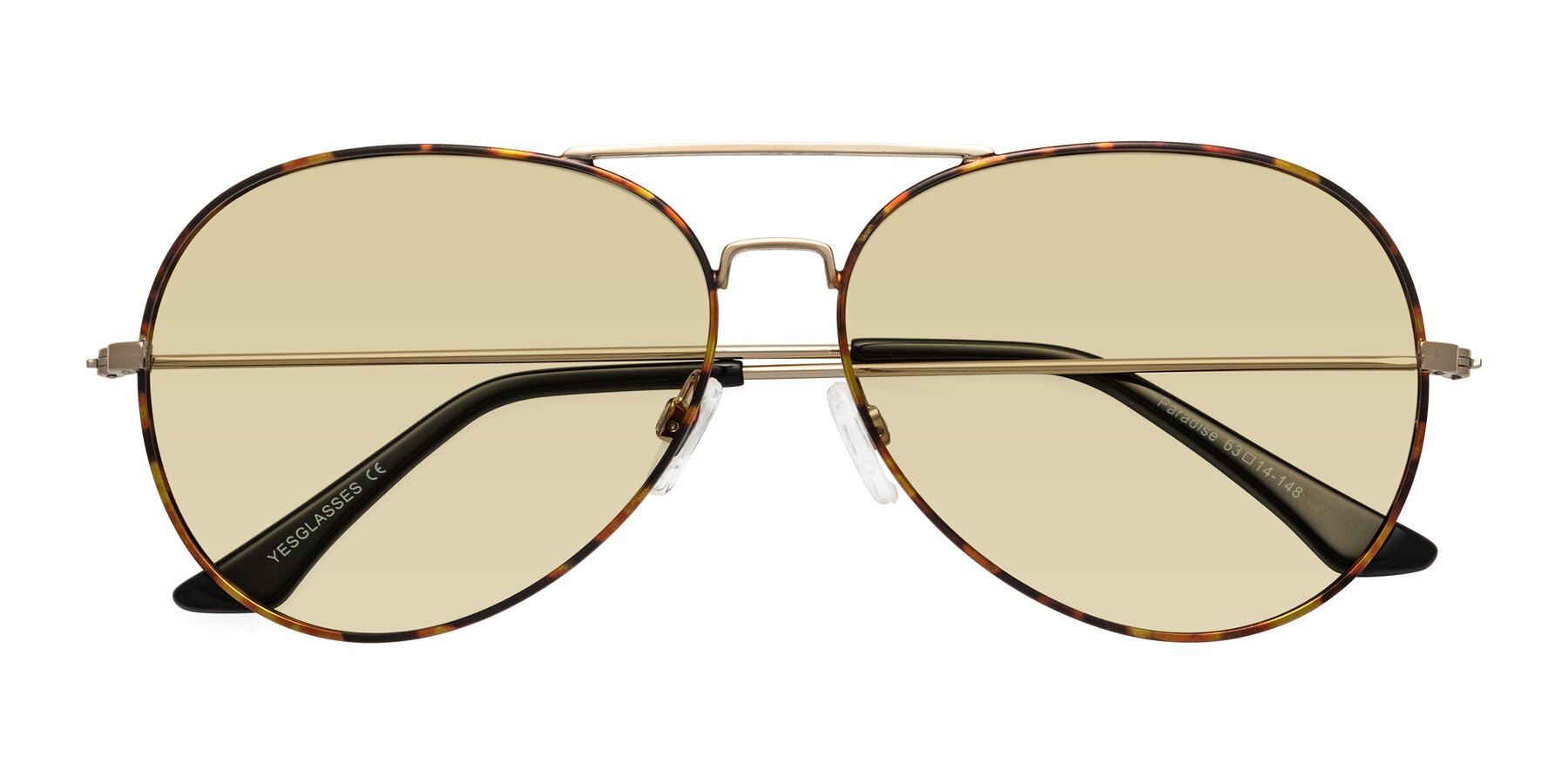 Folded Front of Paradise in Tortoise with Light Champagne Tinted Lenses