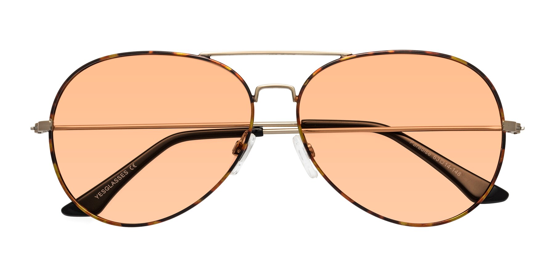 Folded Front of Paradise in Tortoise with Light Orange Tinted Lenses
