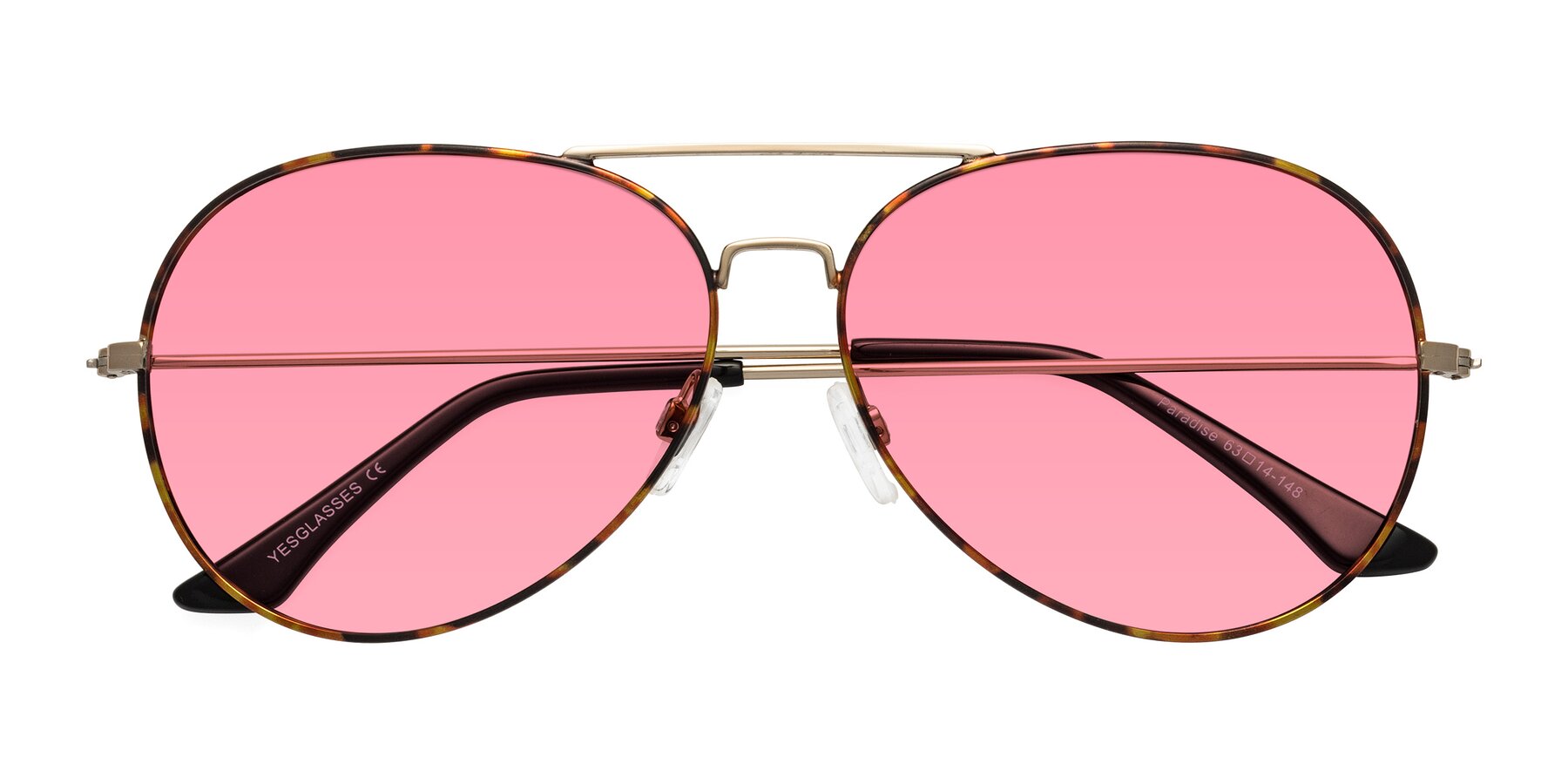Folded Front of Paradise in Tortoise with Pink Tinted Lenses