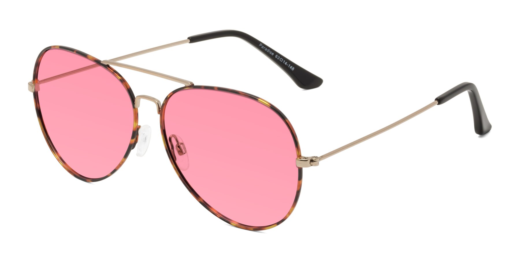 Angle of Paradise in Tortoise with Pink Tinted Lenses