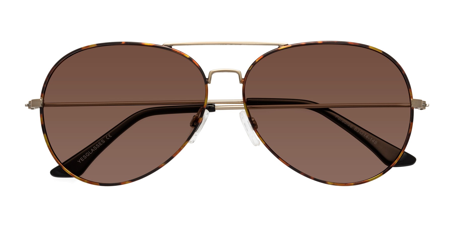 Folded Front of Paradise in Tortoise with Brown Tinted Lenses