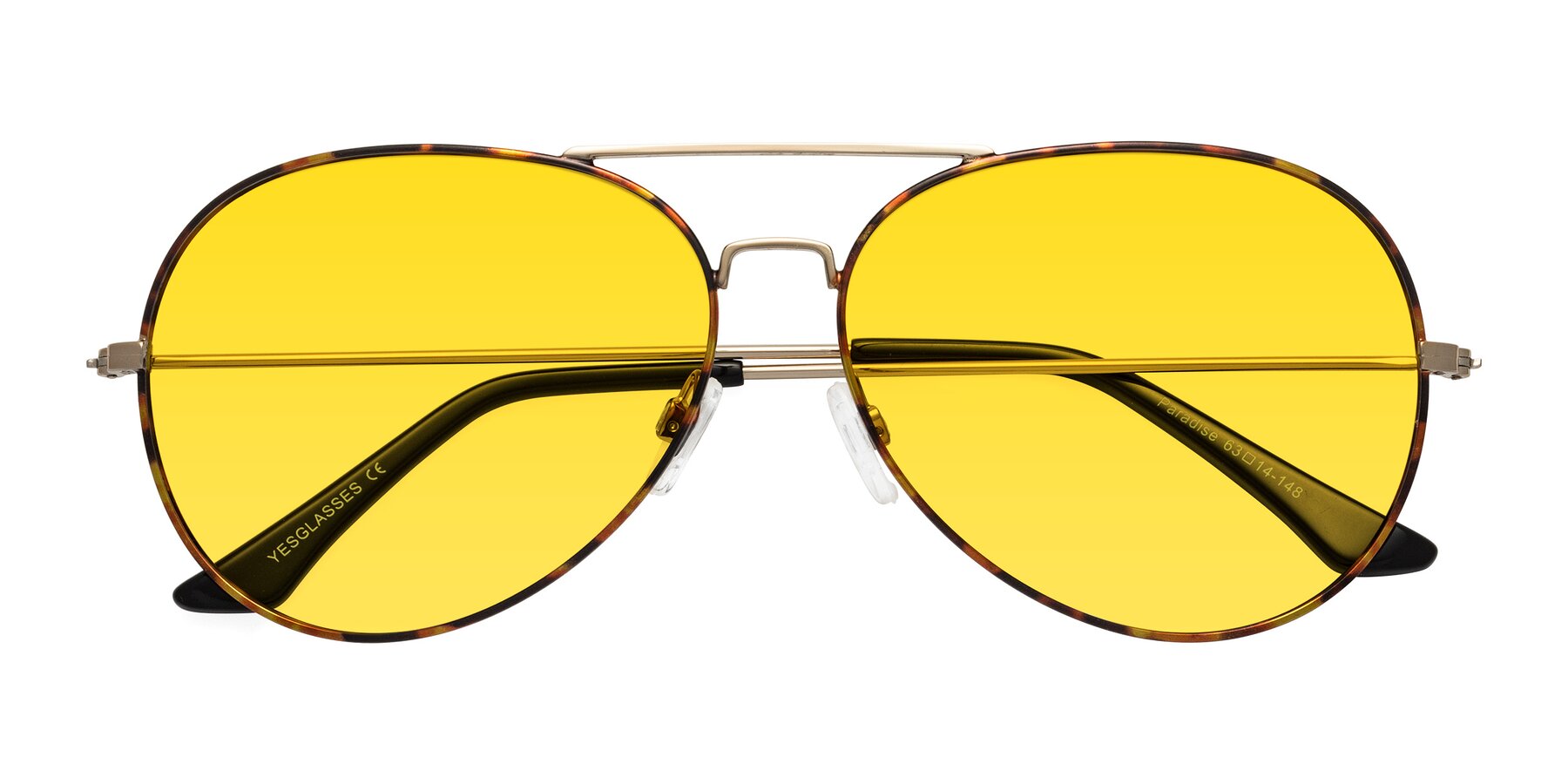 Folded Front of Paradise in Tortoise with Yellow Tinted Lenses