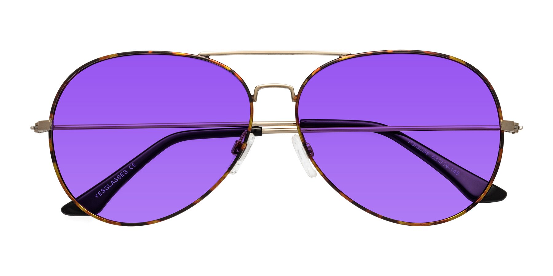 Folded Front of Paradise in Tortoise with Purple Tinted Lenses