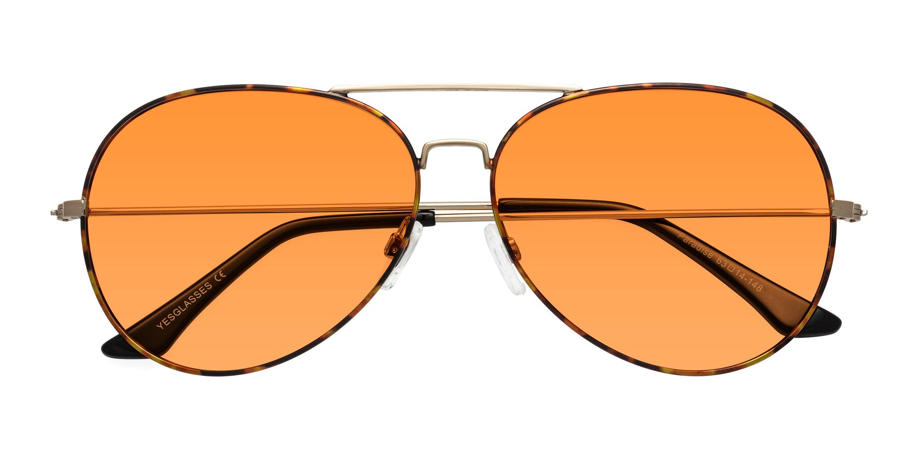 Folded Front of Paradise in Tortoise with Orange Tinted Lenses