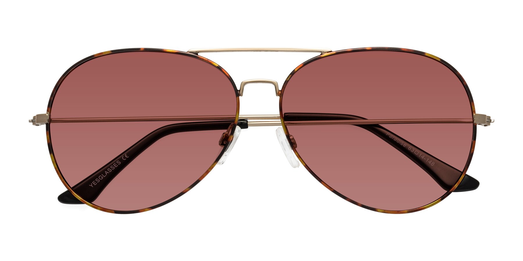 Folded Front of Paradise in Tortoise with Garnet Tinted Lenses