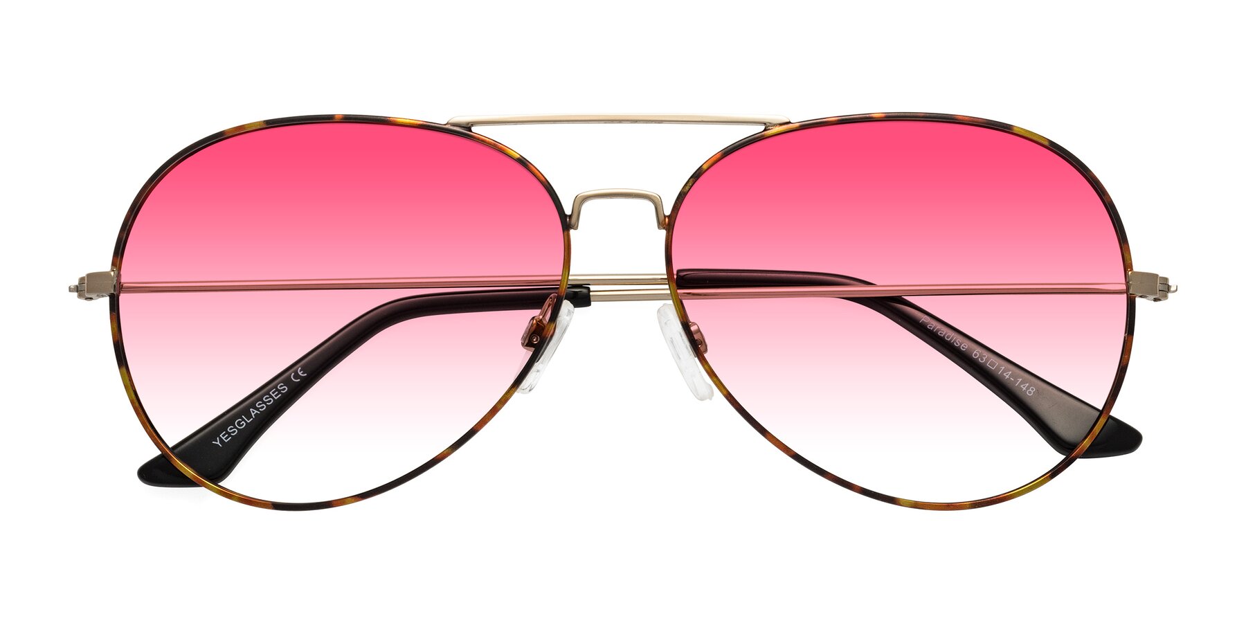 Folded Front of Paradise in Tortoise with Pink Gradient Lenses