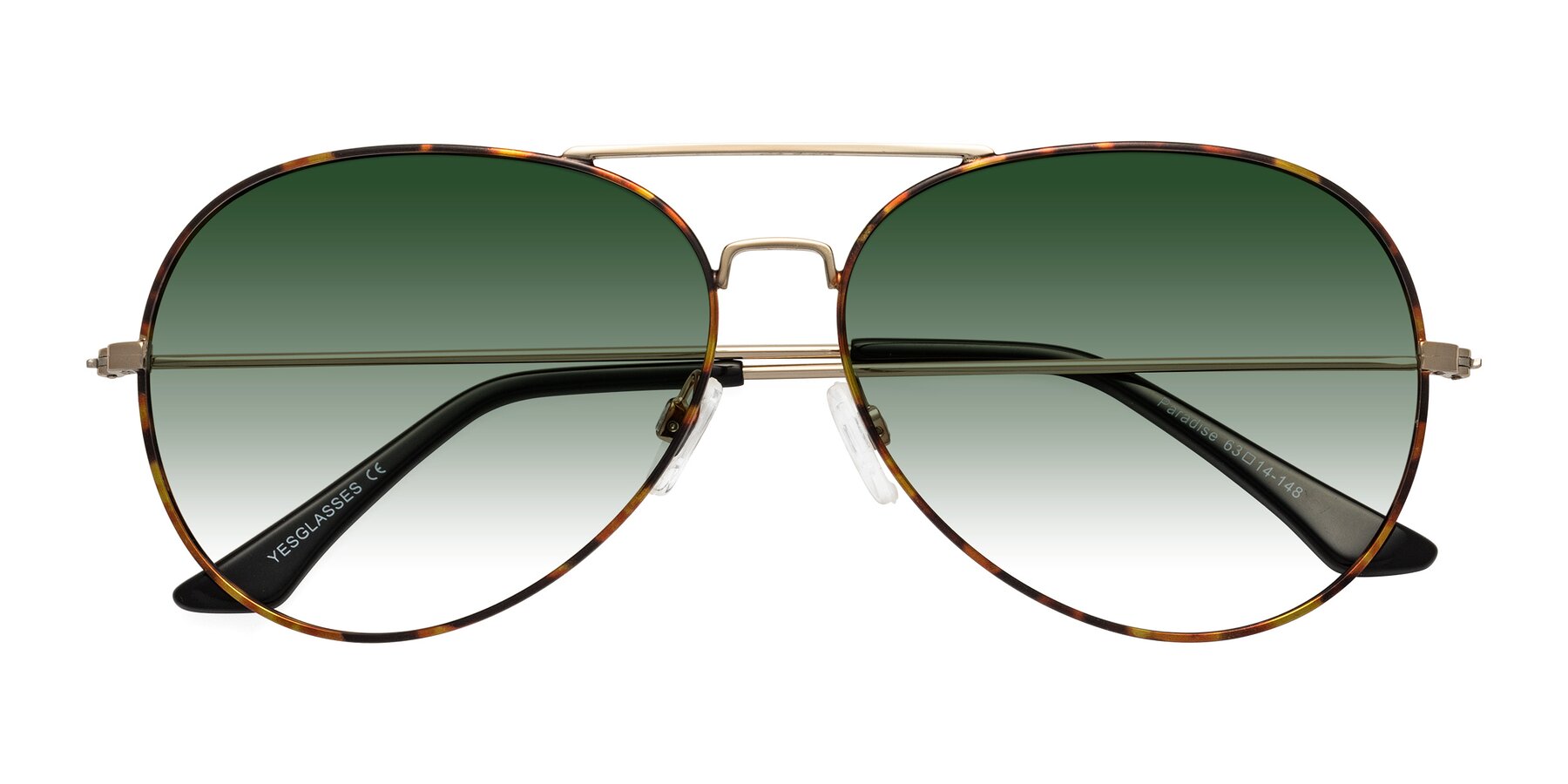 Folded Front of Paradise in Tortoise with Green Gradient Lenses
