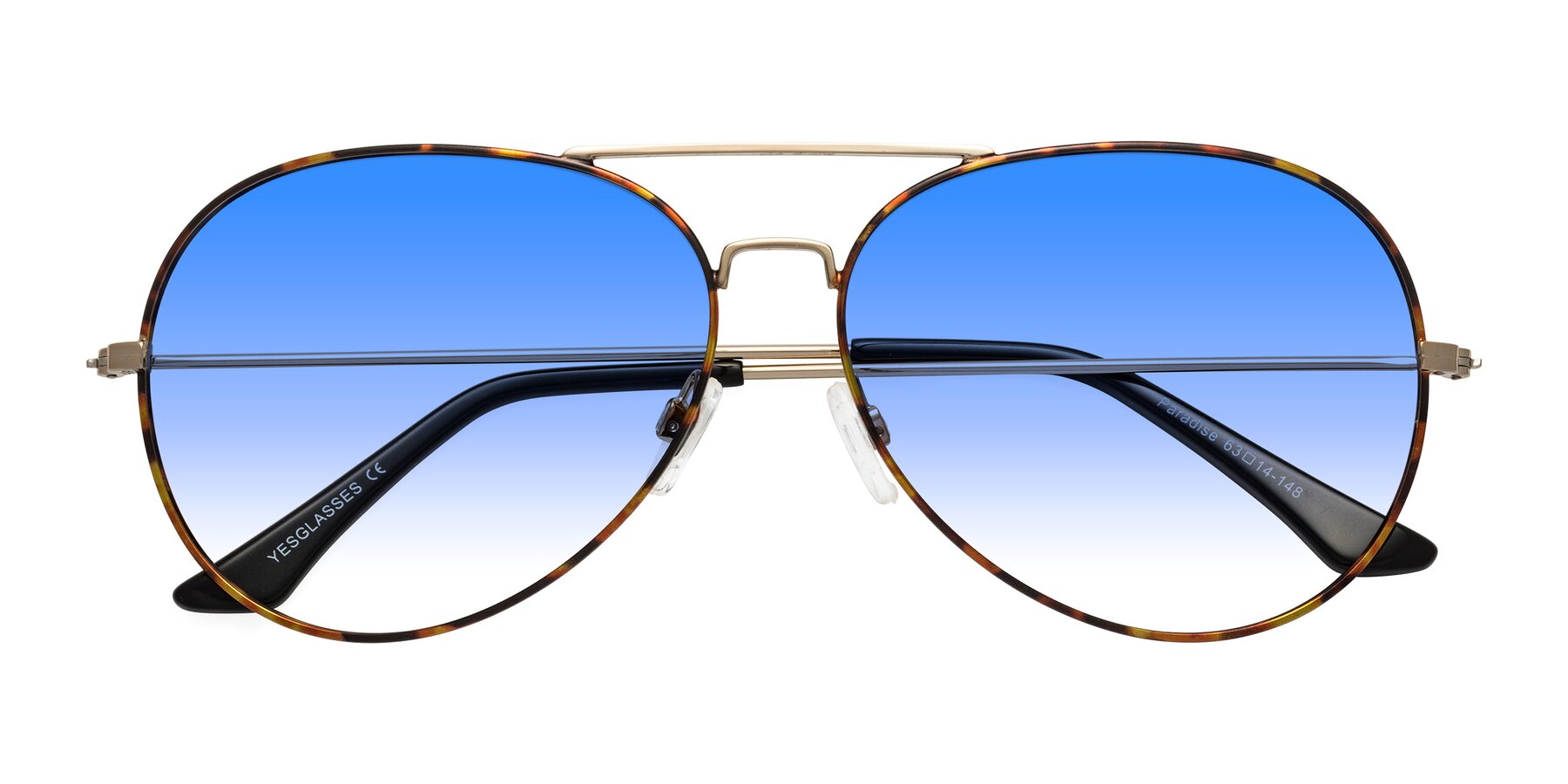Folded Front of Paradise in Tortoise with Blue Gradient Lenses