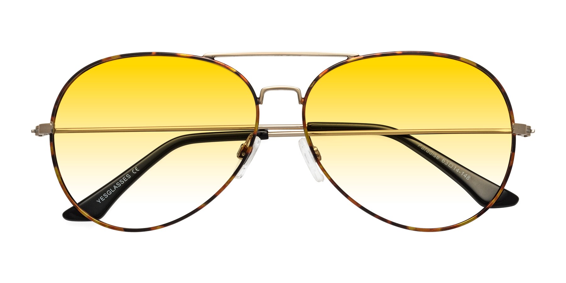 Folded Front of Paradise in Tortoise with Yellow Gradient Lenses