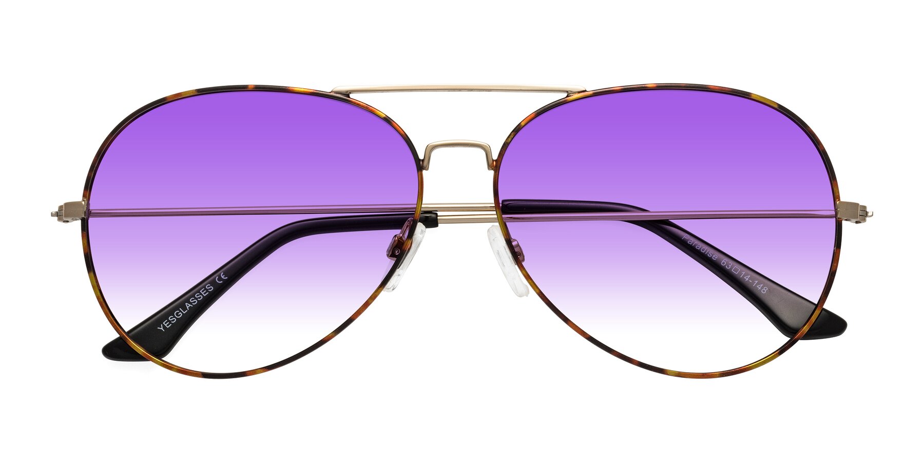 Folded Front of Paradise in Tortoise with Purple Gradient Lenses