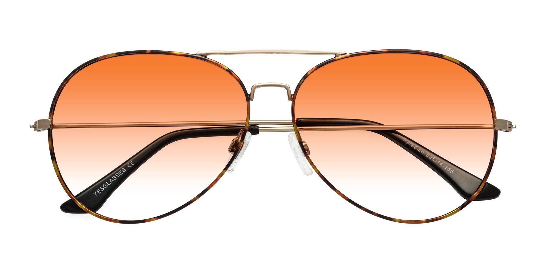 Folded Front of Paradise in Tortoise with Orange Gradient Lenses