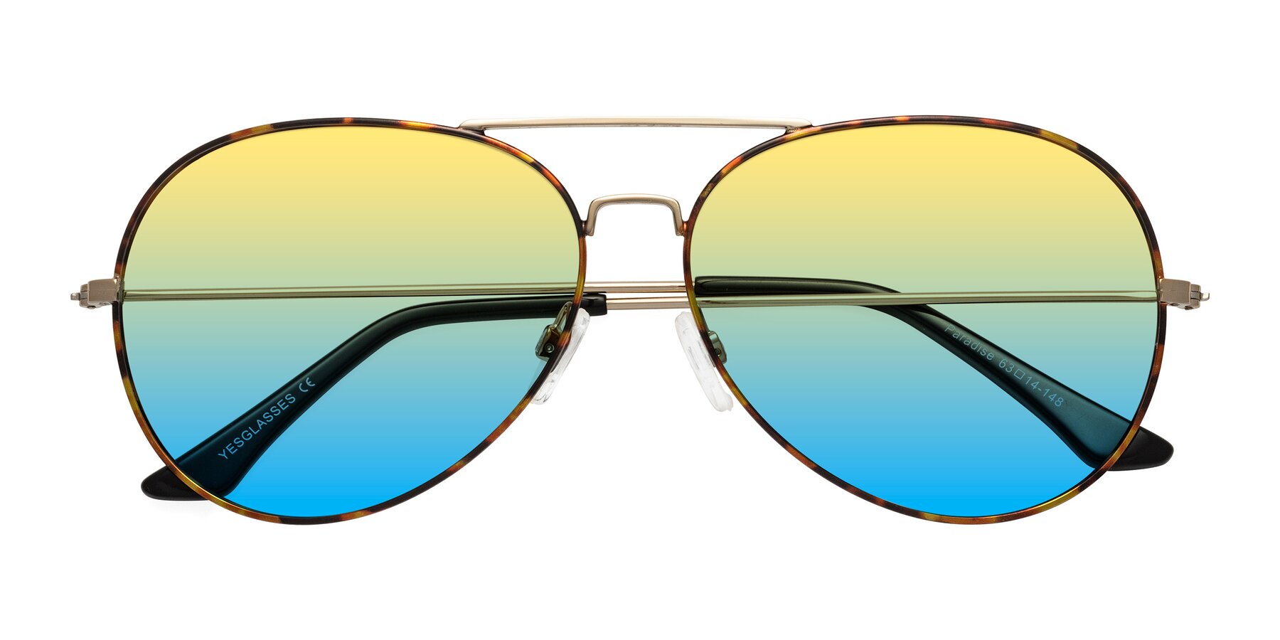 Folded Front of Paradise in Tortoise with Yellow / Blue Gradient Lenses