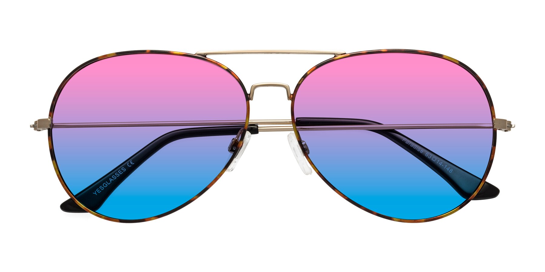 Folded Front of Paradise in Tortoise with Pink / Blue Gradient Lenses