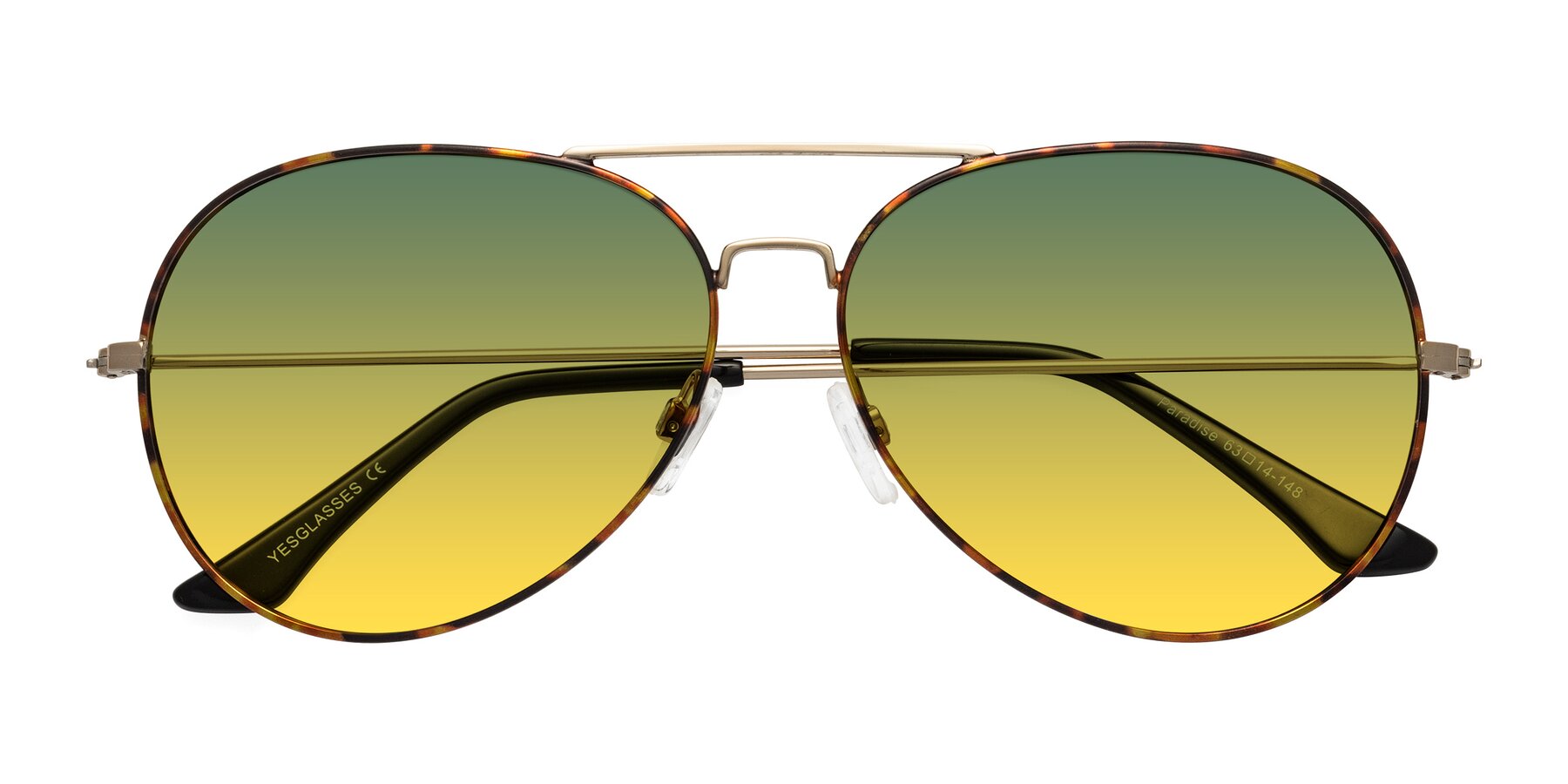 Folded Front of Paradise in Tortoise with Green / Yellow Gradient Lenses