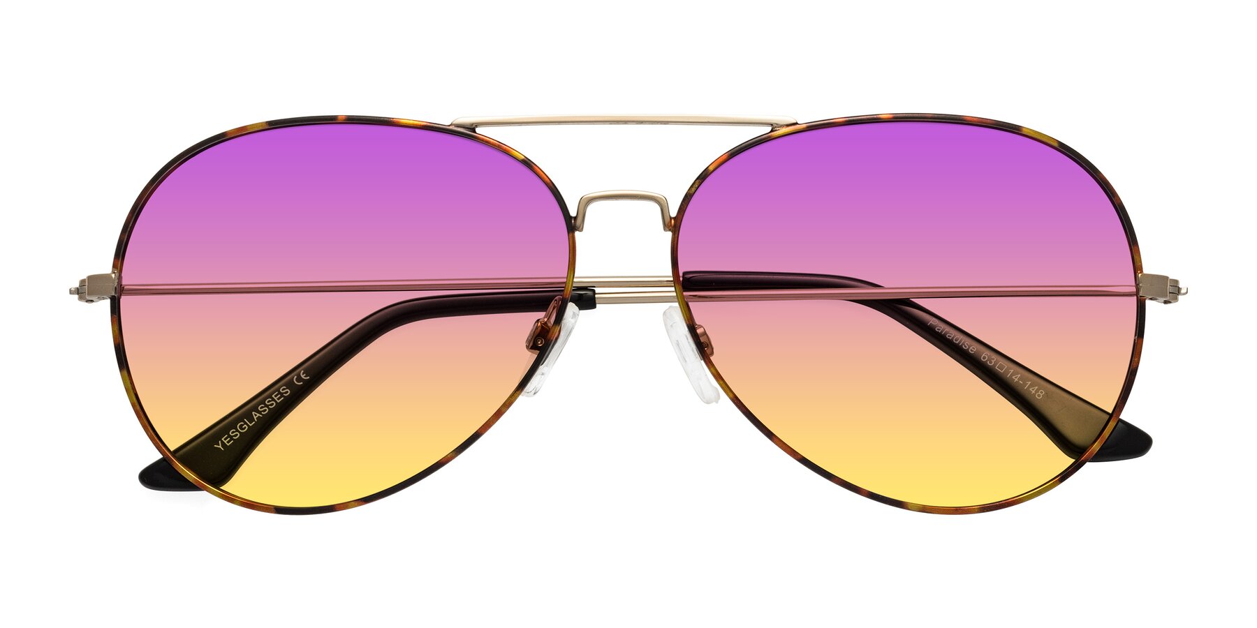 Folded Front of Paradise in Tortoise with Purple / Yellow Gradient Lenses