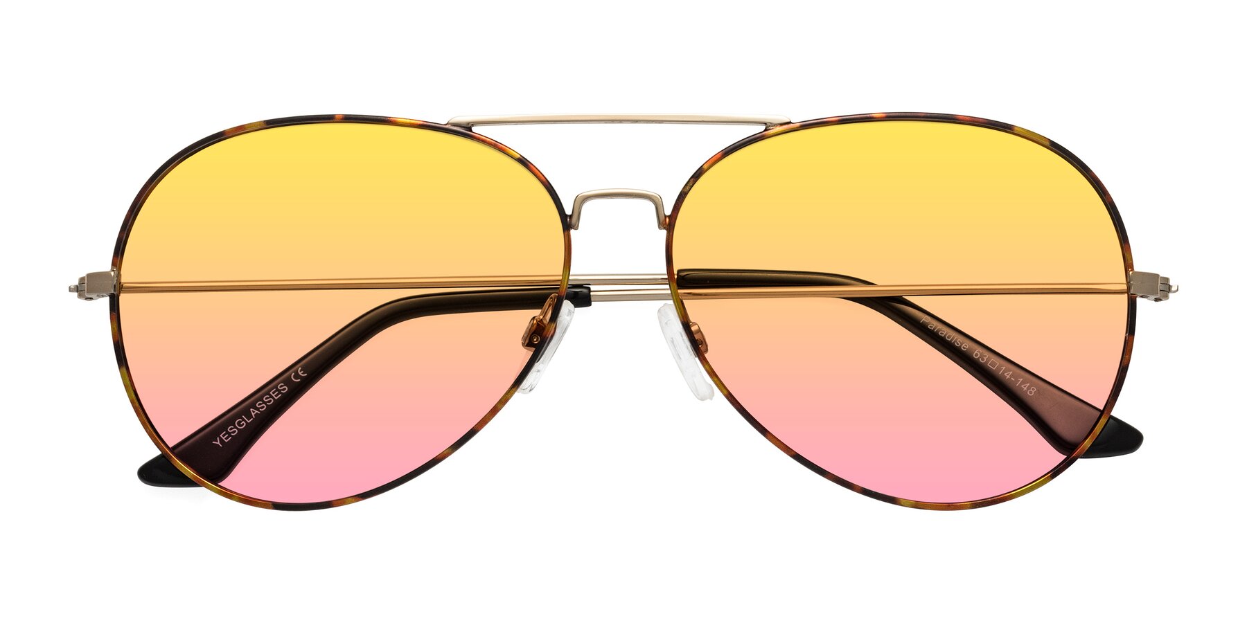 Folded Front of Paradise in Tortoise with Yellow / Pink Gradient Lenses