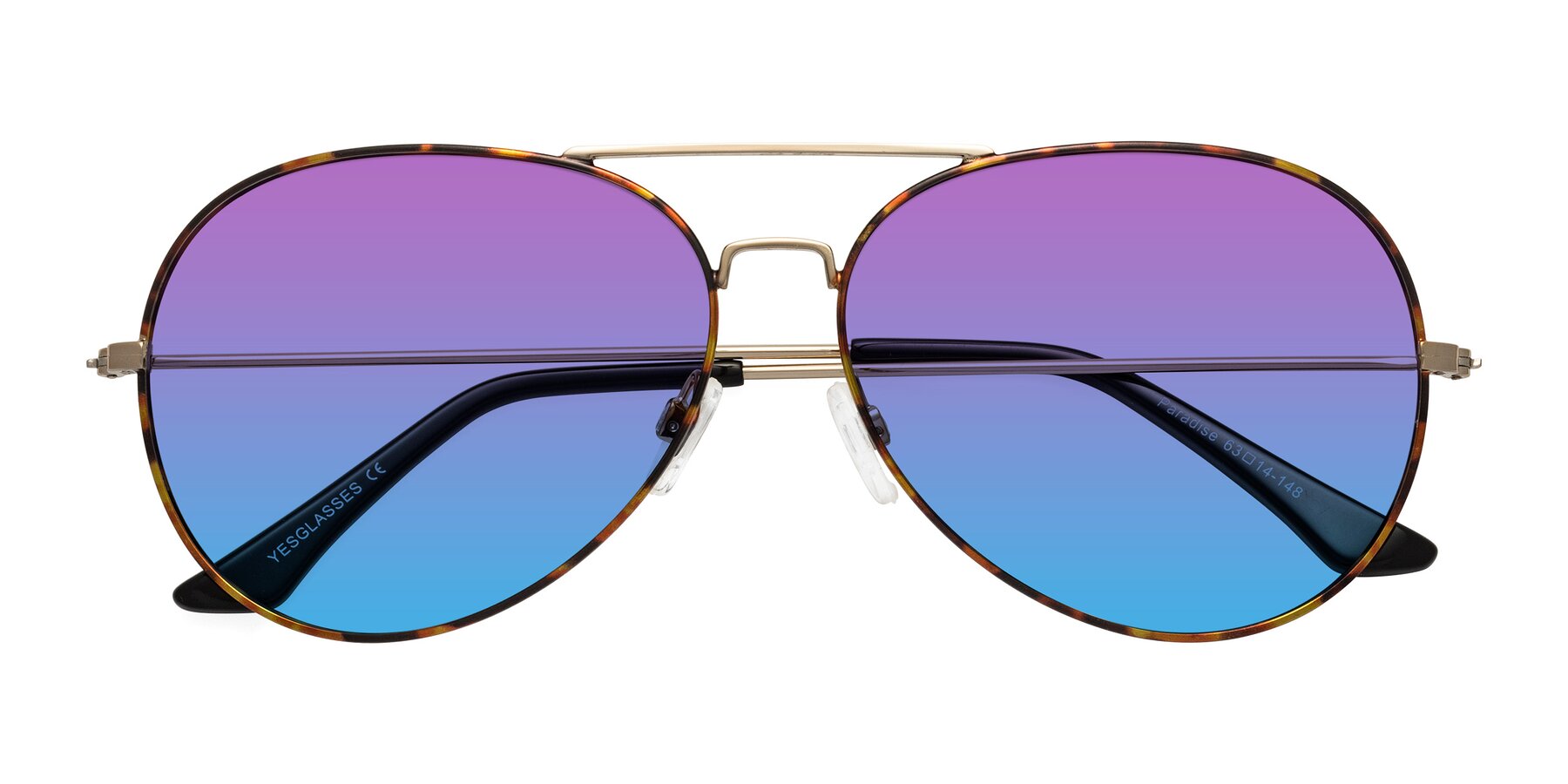 Folded Front of Paradise in Tortoise with Purple / Blue Gradient Lenses