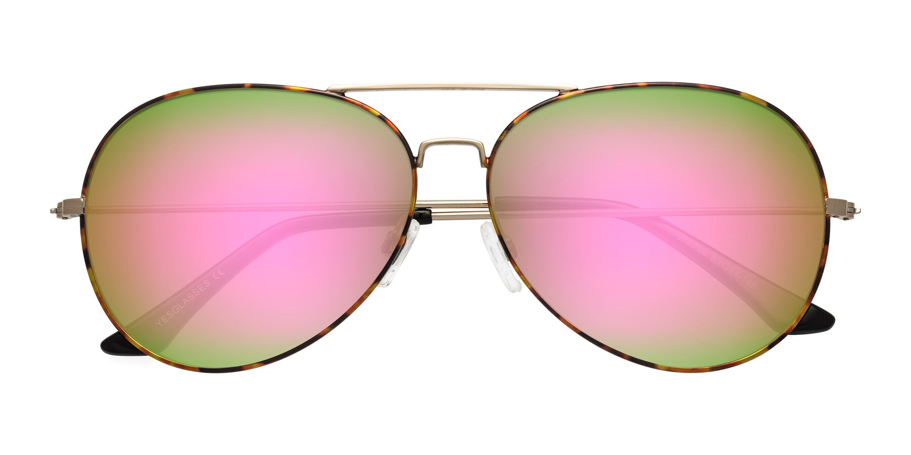 Folded Front of Paradise in Tortoise with Pink Mirrored Lenses