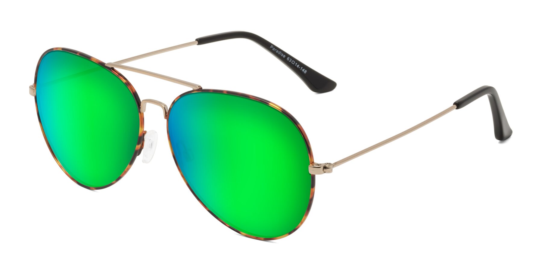Angle of Paradise in Tortoise with Green Mirrored Lenses