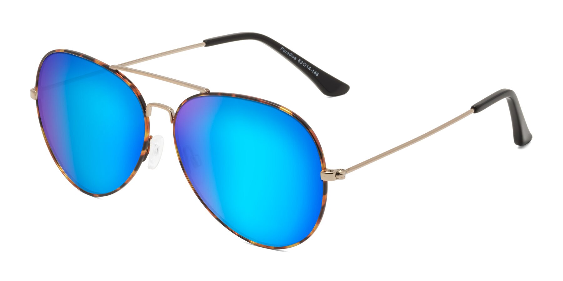Angle of Paradise in Tortoise with Blue Mirrored Lenses