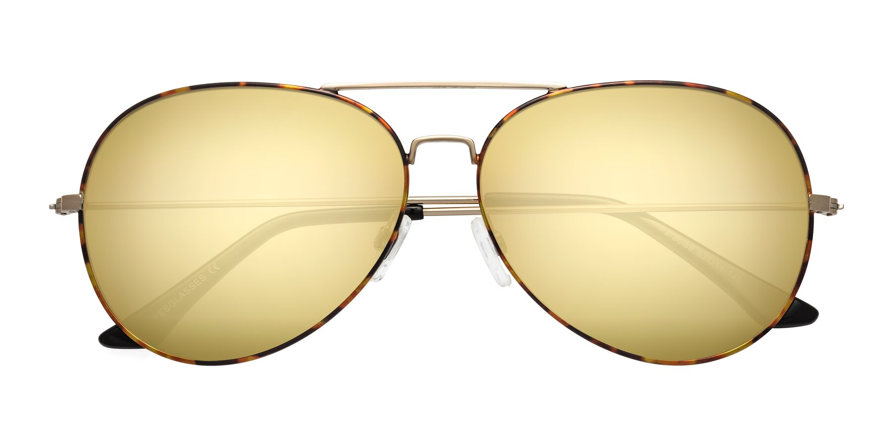 Folded Front of Paradise in Tortoise with Gold Mirrored Lenses