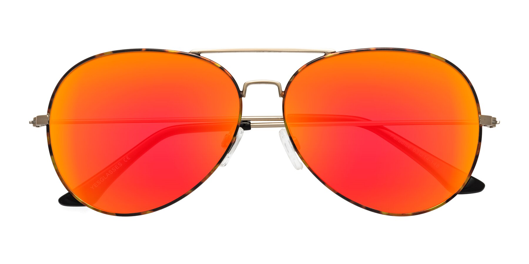 Folded Front of Paradise in Tortoise with Red Gold Mirrored Lenses