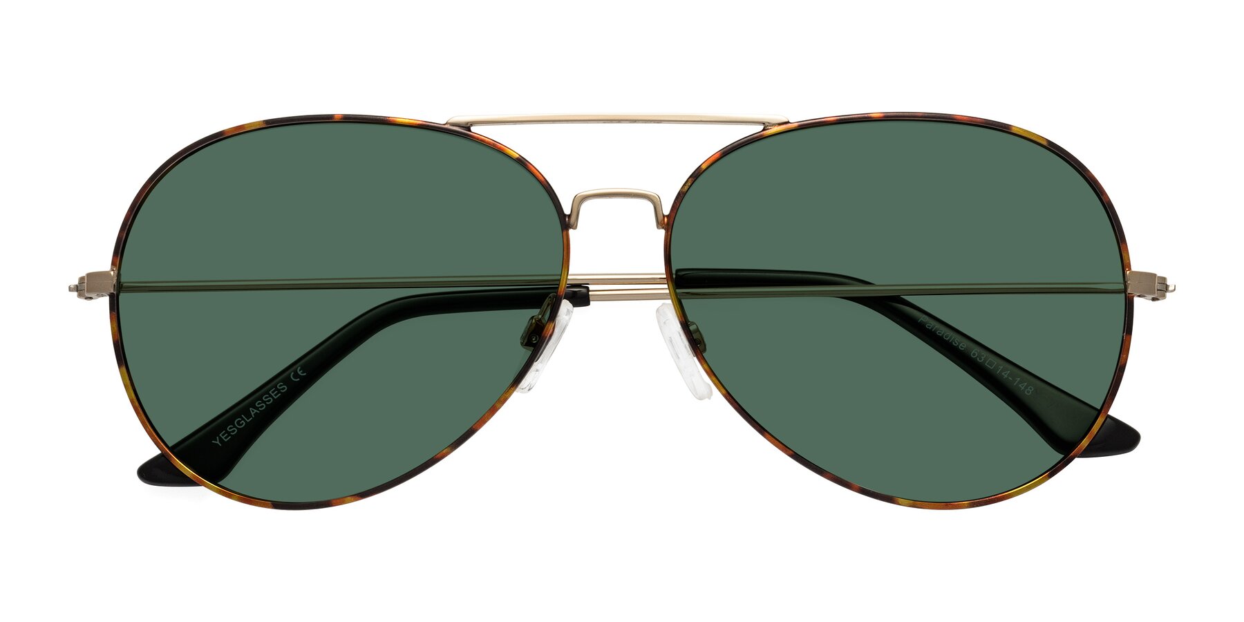 Folded Front of Paradise in Tortoise with Green Polarized Lenses
