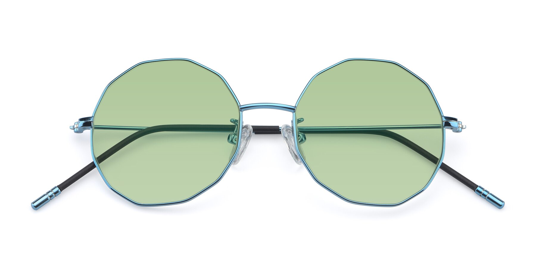 Folded Front of Dreamer in Blue with Medium Green Tinted Lenses
