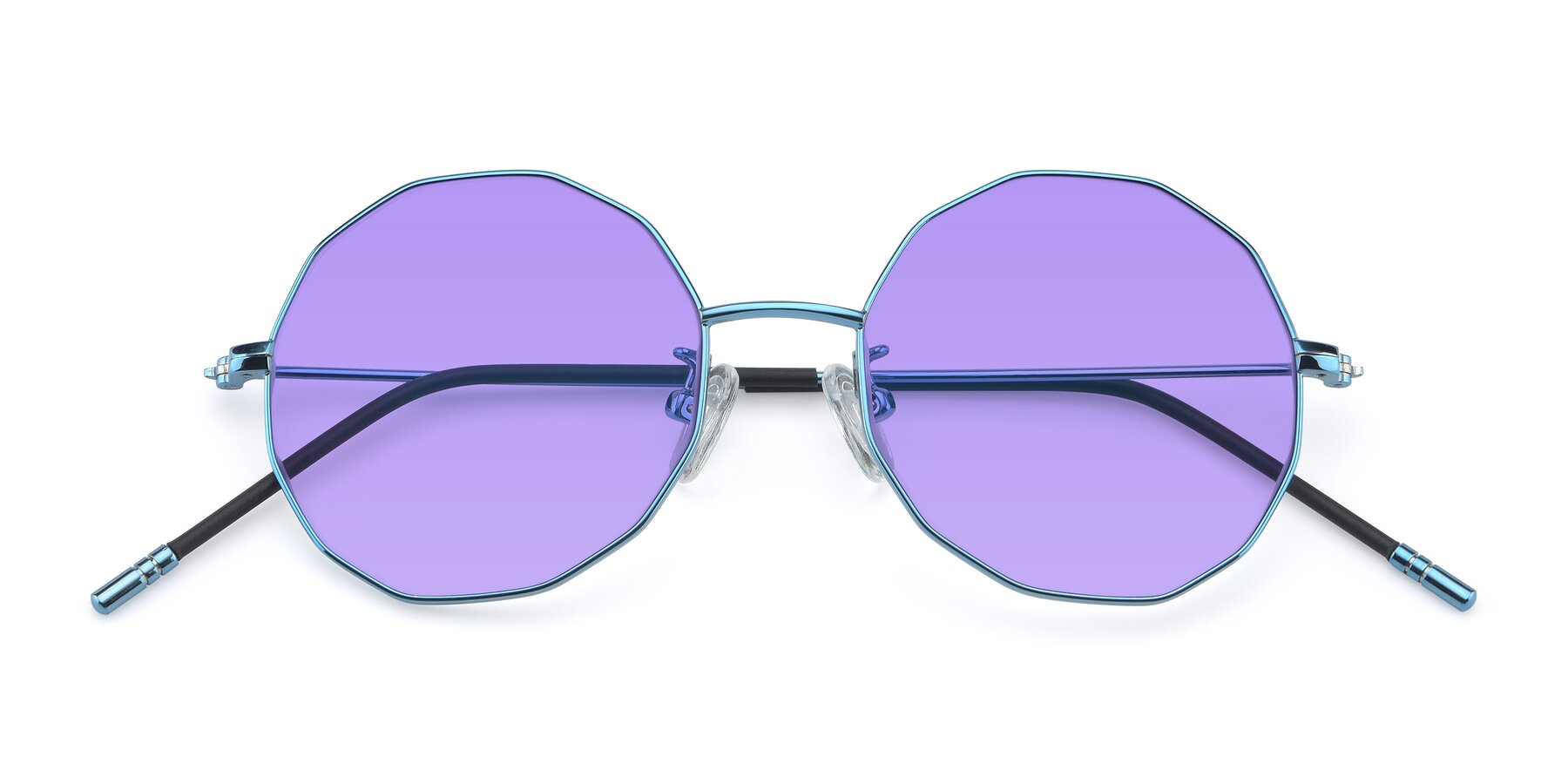 Folded Front of Dreamer in Blue with Medium Purple Tinted Lenses