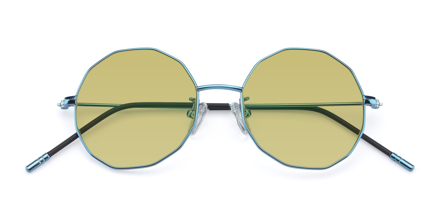Folded Front of Dreamer in Blue with Medium Champagne Tinted Lenses