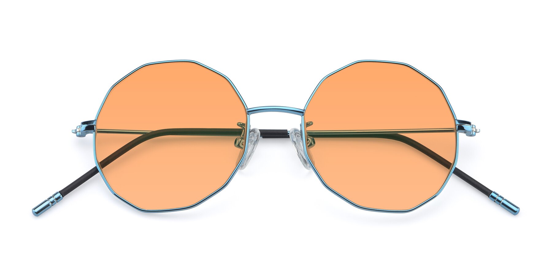 Folded Front of Dreamer in Blue with Medium Orange Tinted Lenses