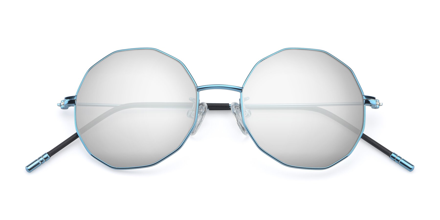 Folded Front of Dreamer in Blue with Silver Mirrored Lenses