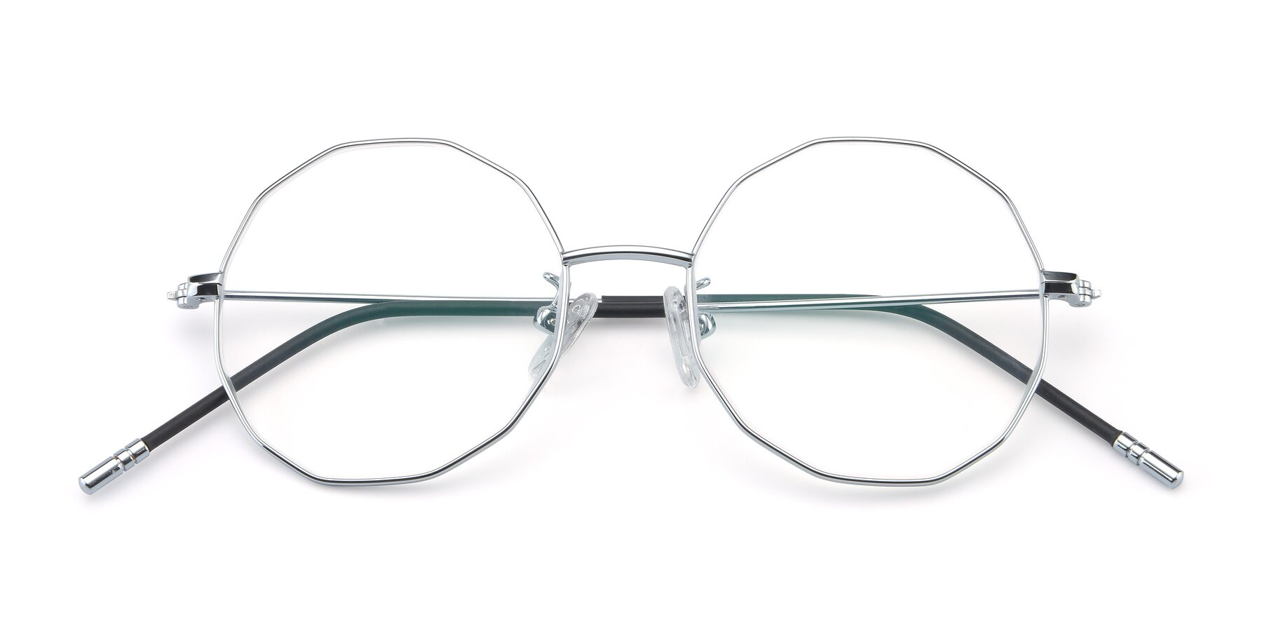 Folded Front of Dreamer in Silver with Clear Reading Eyeglass Lenses