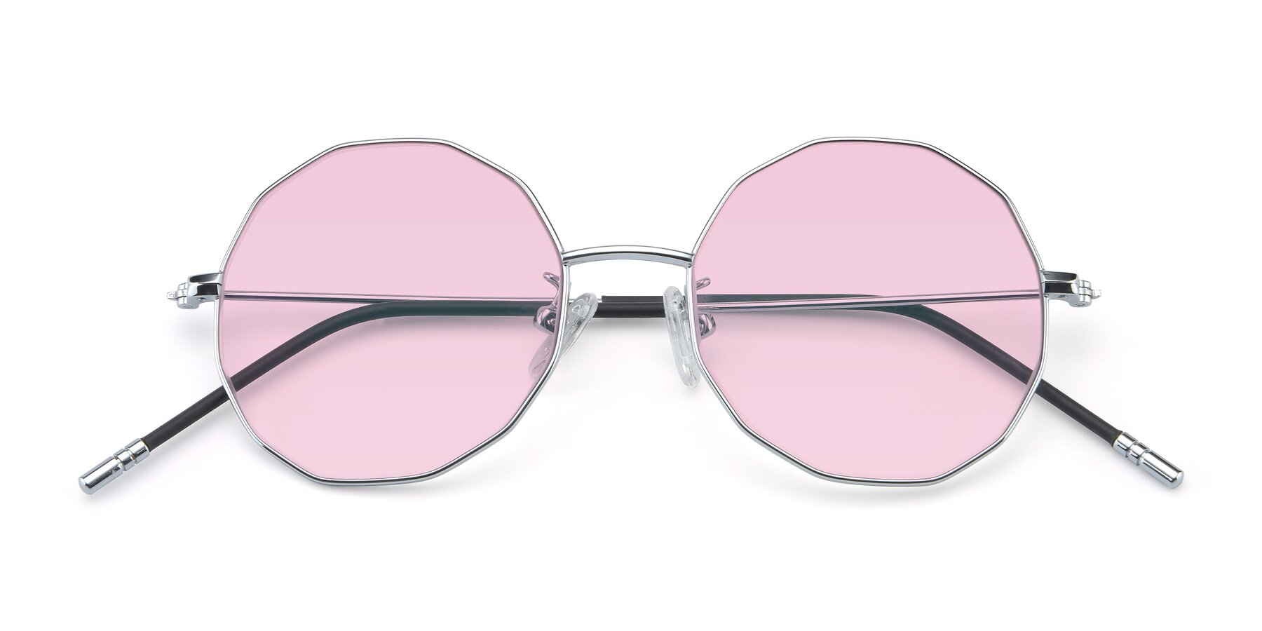 Folded Front of Dreamer in Silver with Light Pink Tinted Lenses