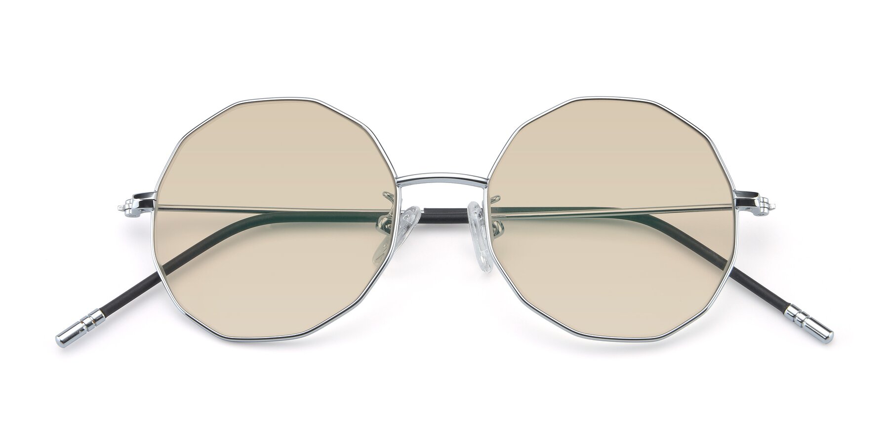 Folded Front of Dreamer in Silver with Light Brown Tinted Lenses