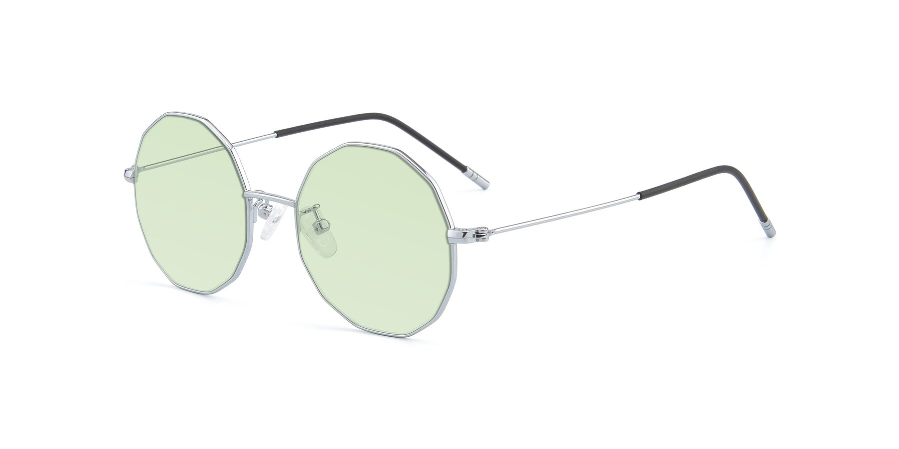 Angle of Dreamer in Silver with Light Green Tinted Lenses