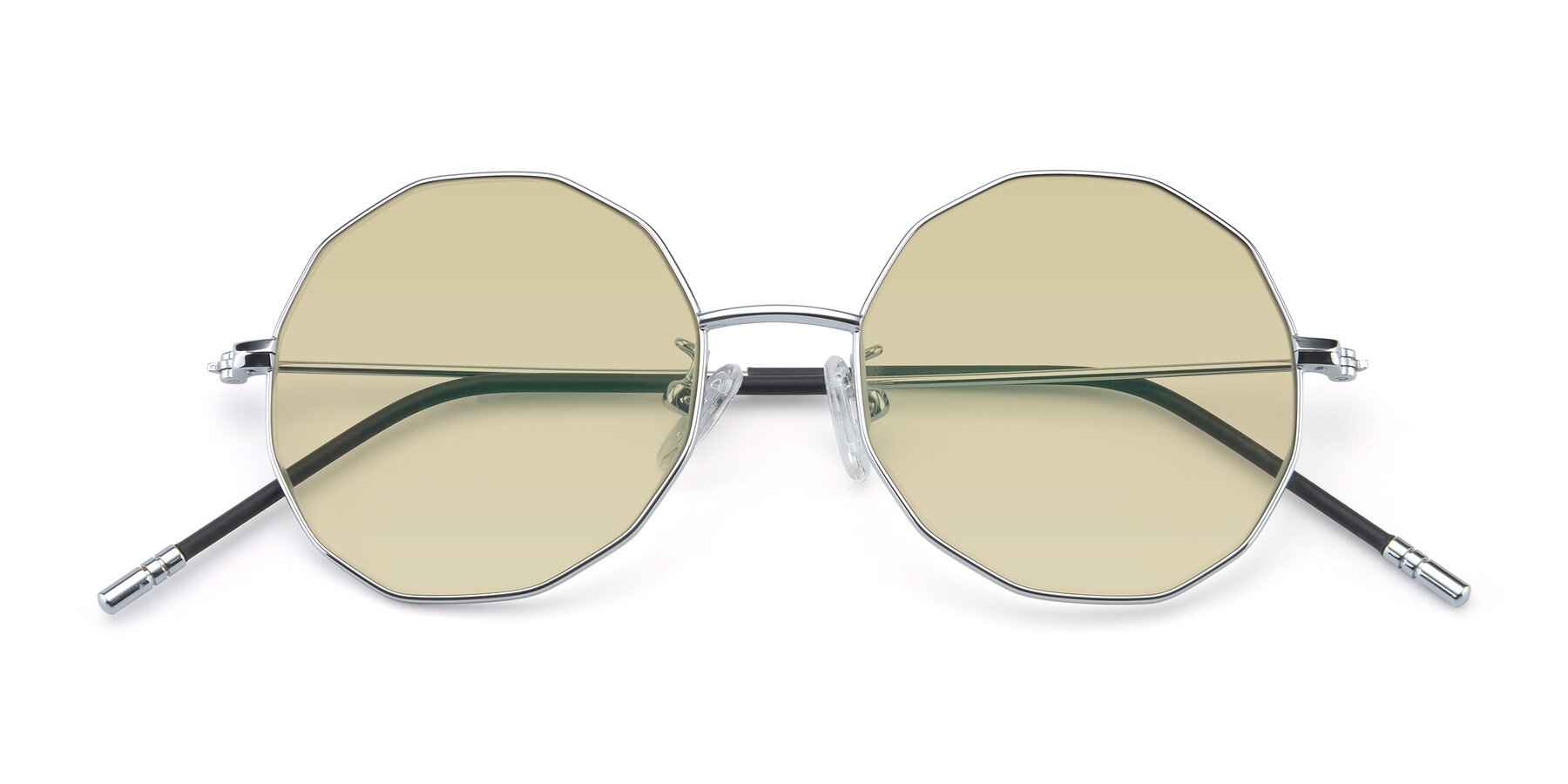 Folded Front of Dreamer in Silver with Light Champagne Tinted Lenses