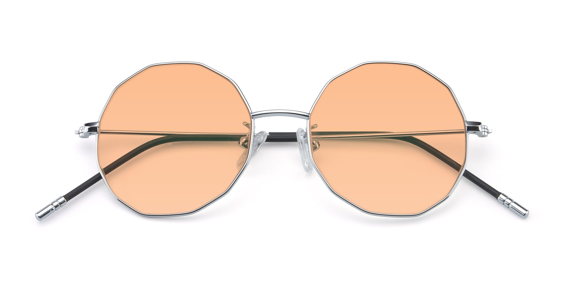 Folded Front of Dreamer in Silver with Light Orange Tinted Lenses