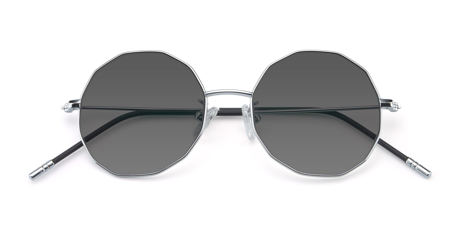 Folded Front of Dreamer in Silver with Medium Gray Tinted Lenses