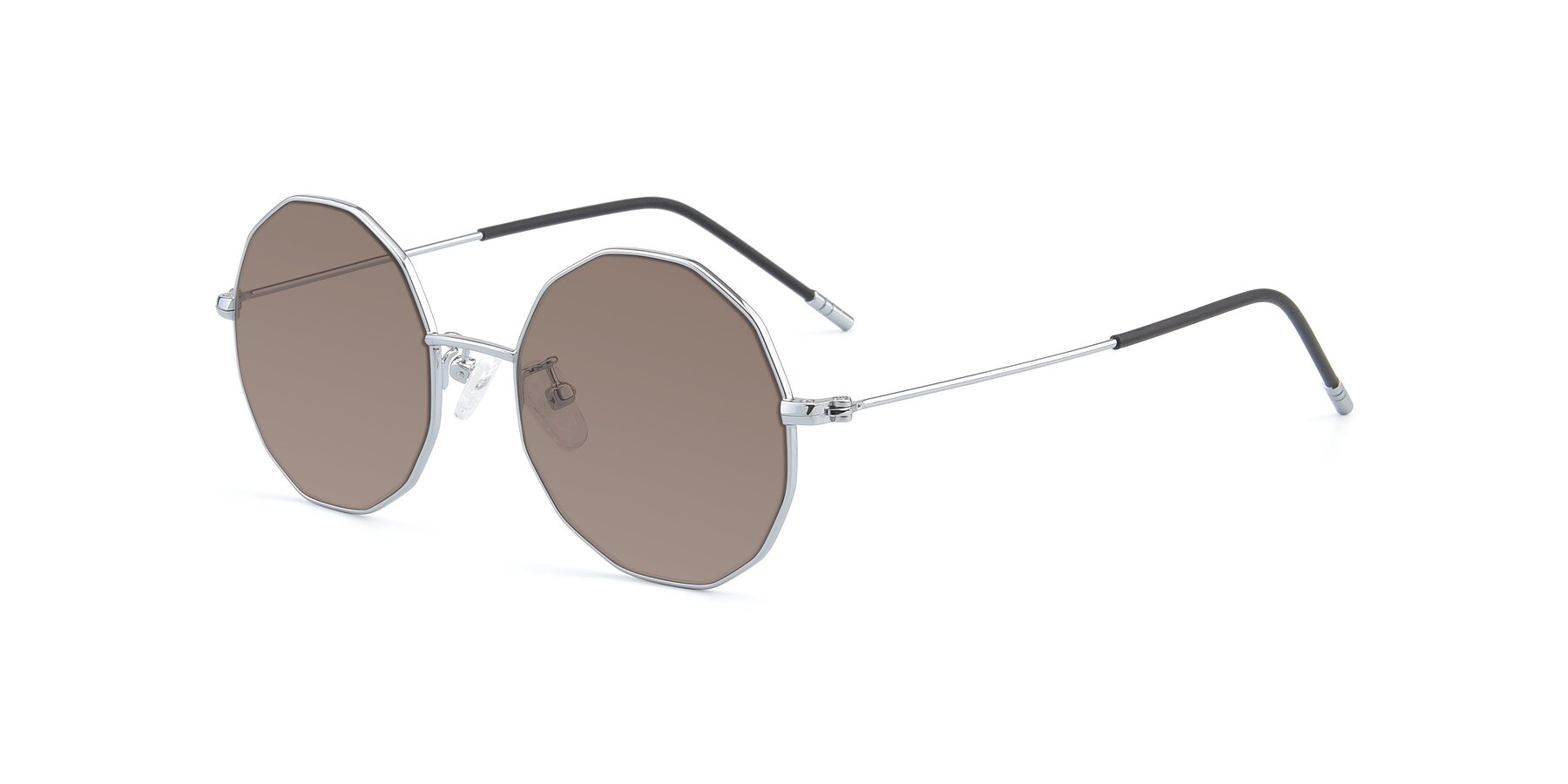 Angle of Dreamer in Silver with Medium Brown Tinted Lenses