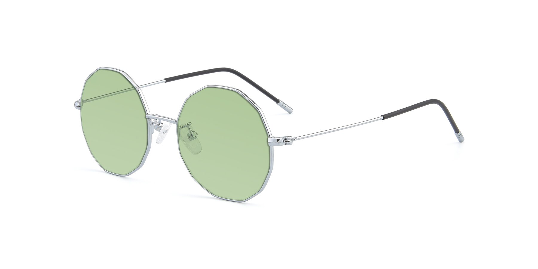 Angle of Dreamer in Silver with Medium Green Tinted Lenses