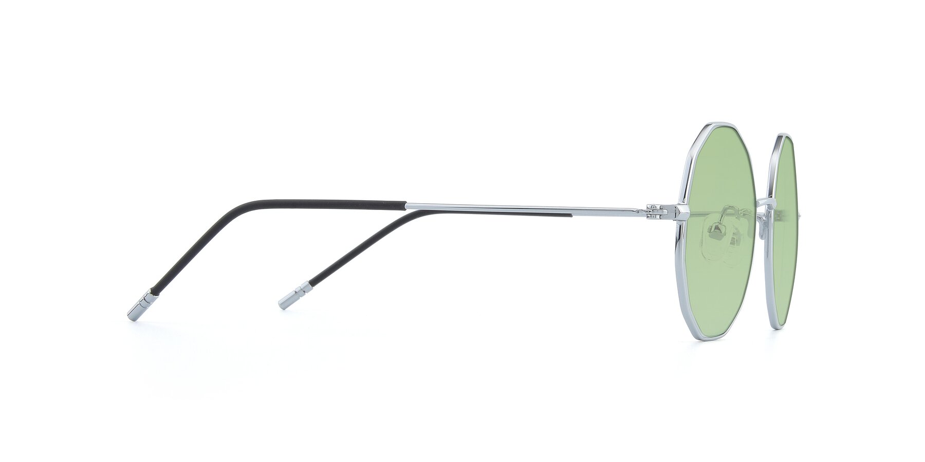 Side of Dreamer in Silver with Medium Green Tinted Lenses